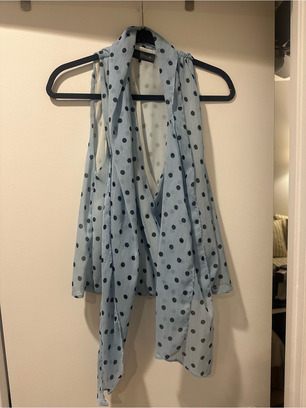 Light Blue Polka Dot Halter Top